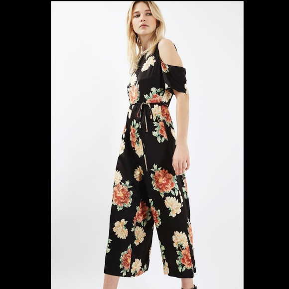 TOPSHOP Floral Cold Shoulder Jumpsuit - Picture 3 of 10